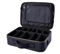 Luxshiny Valigetta Porta Trucchi Professionale Oxford Nero Manico, Design a Scomparti per Organizzare Cosmetici, Borsa da Viaggio Portatile e Resistente