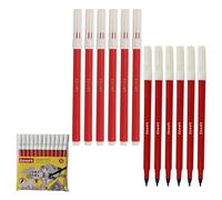 LUXSIN Pennarelli monocolore, rosso, punta fine, confezione da 12, ideali per scrivere e disegnare schizzi, perfetti per scuola, casa, ufficio, penna a sfera iZOFAX nera