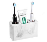 Luxspire Bicchieri Porta Spazzolino da Denti, Resina Porta Spazzolino 3 Slots Organizzatore per Spazzolino Dentifricio Rasoio in Bagno, Dim 9,6cm x 7cm x 16cm, Bianco