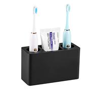 Luxspire Bicchieri Porta Spazzolino da Denti, Resina Porta Spazzolino 3 Slots Organizzatore per Spazzolino Dentifricio Rasoio in Bagno, Dim 9,6cm x 7cm x 16cm - Nero