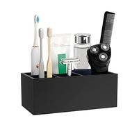 Luxspire Bicchieri Porta Spazzolino da Denti, Resina Porta Spazzolino 5 Slots Organizzatore per Spazzolino Dentifricio Rasoio in Bagno - Nero