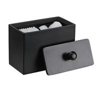 Luxspire Contenitore Trucchi in Resina con Coperchio,2 Scompatimenti Ultra Resistente Urti Graffi,Dim 13,5 x 9,5 x 7 cm Accessori Bagno, Contenitore per Gioielli, Pennelli, Nero