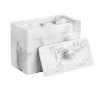 Luxspire Contenitore Trucchi in Resina con Coperchio,2 Scompatimenti Ultra Resistente Urti Graffi,Dim 13,5 x 9,5 x 7 cm Accessori Bagno, Contenitore per Gioielli, Pennelli, Bianco