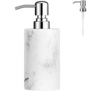 Luxspire Dosatori per Sapone Liquido, Dispenser in Resina Cilindrico Contenitore per Shampoo Lotion Sapone Bottiglia con Pompa Riutillizzabile in Plastica per Bagno Cucina - Marmo Bianco