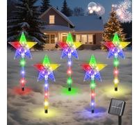 Luxspire Luci Solari Natalizie per Vialetto, 5Pack Decorazioni Solari Esterno con Auto On/Off, Luci da Vialetto 47 cm con 2 Modalità Illuminazione per Giardino Patio Prato, Stella + Luce Colorata