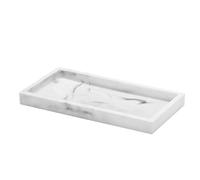 Luxspire Mini Vassoio da Bagno in Resina, Vassoio Toeletta Portaoggetti Vassoio Decor, Rettangolare per Organizzare Profumo Gioielli Cosmetici Sapone Dispenser Pianta Vanità del Bagno - Marmo Bianco