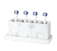 Luxspire Porta Testine a 4 Slot, Organizer Testine Spazzoli in Resina, Portaspazzolini da Denti, Compatibile con Oral B iO Philips Sonic, Contenitori per Rasoio Raschietto per Linguetta, Bianco Ghiaia
