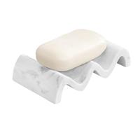 Luxspire Portasapone Domestico, Portasapone Drenante, Porta Saponetta per Bagno Cucina, Portasapone in Resina a Onda, Contenitori Sapone Impermeabile, Organizer Sapone, Porta Spugna, Bianco Ghiaia