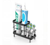 Luxspire Portaspazzolini da Bagno, Portaspazzolini Elettrici in Acciaio Inossidabile da Parete, Porta Spazzolini da Doccia, Organizer da Bagno Essenziali, 6 Slot, Nero