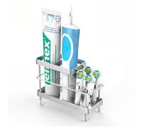 Luxspire Portaspazzolini da Bagno, Portaspazzolini Elettrici in Acciaio Inossidabile da Parete, Porta Spazzolini da Doccia, Organizer da Bagno Essenziali, 6 Slot, Argento