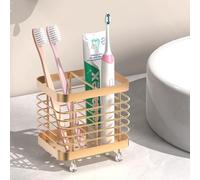 Luxspire Portaspazzolini Elettrici, Porta Spazzolini da Parete, Dispenser Spazzolini in Acciaio Inox, Supporto Spazzolini Adesivo, Organizer per Spazzolino Dentifricio, Contenitore da Bagno, Oro Rosa