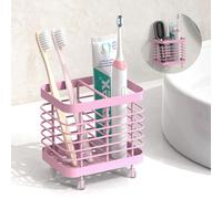Luxspire Portaspazzolini Elettrici, Porta Spazzolini da Parete, Dispenser Spazzolini in Acciaio Inox, Supporto Spazzolini Adesivo, Organizer per Spazzolino Dentifricio, Contenitore da Bagno, Rosa