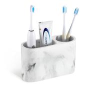 Luxspire Portaspazzolino 2 Slot, Porta Spazzolini da Denti e Dentifricio per Bagno, Organizer per Spazzolino Elettrico, Portaoggetti Portaspazzolini in Resina per Bagno, Accessori Bagno, Bianco Ghiaia