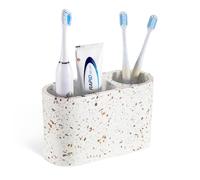 Luxspire Portaspazzolino 2 Slot, Porta Spazzolini da Denti e Dentifricio per Bagno, Organizer per Spazzolino Elettrico, Portaoggetti Portaspazzolini in Resina per Bagno, Accessori Bagno, Terrazzo
