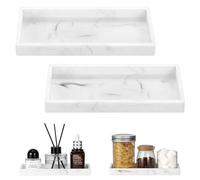 Luxspire Vassoio da Bagno - 2 Pezzi (20 x 10 cm) Portasapone in Silicone per Lavello da Appoggio, Vassoio da Banco per Bagno per Dispenser di Sapone, Accessori per Gioielli e Profumi, Marmo Bianco