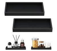 Luxspire Vassoio da Bagno - 2 Pezzi (20 x 10 cm) Portasapone in Silicone per Lavello da Appoggio, Vassoio da Banco per Bagno per Dispenser di Sapone, Accessori per Gioielli e Profumi, Nero Opaco