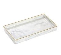 Luxspire Vassoio da bagno in marmo, organizer per profumi, in ceramica, per candele, gioielli, portagioie, toeletta organizer da bancone, vassoio da caffè, lavello da cucina, organizer per lavello da