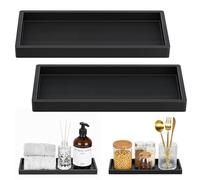 Luxspire Vassoio da Bagno, Portasapone in Silicone per Lavello da Appoggio, Vassoio da Banco per Bagno per Dispenser di Sapone, Accessori per Gioielli e Profumi, 30 x 13 cm, 2 Pezzi, Nero Opaco