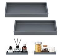 Luxspire Vassoio da Bagno, Portasapone in Silicone per Lavello da Appoggio, Vassoio da Banco per Bagno per Dispenser di Sapone, Accessori per Gioielli e Profumi, 20 x 10 cm, 2 Pezzi, Grigio Scuro