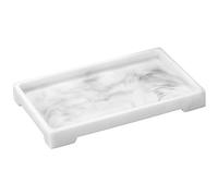 Luxspire Vassoio da Bagno, Vassoio Rettangolare in Resina, Organizer per Camera, Portaoggetti Resistente, Taglia M Vassoio per Shampoo Gioielli Asciugamano Sapone Pianta - Marmo Bianco