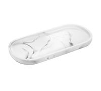 Luxspire Vassoio in Resina, Vassoio Ovale Portaoggetti per Bagno Organizzatore per Tessuti Candele Sapone Shampoo Profumi Asciugamano Pianta, ECC - Marmo Bianco