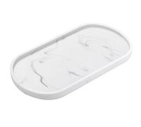 Luxspire Vassoio in Resina, Vassoio Ovale Portaoggetti per Bagno, Vassoio Decorativo, Organizzatore per Tessuti Candele Sapone Shampoo Profumi Asciugamano Pianta, Marmo Bianco