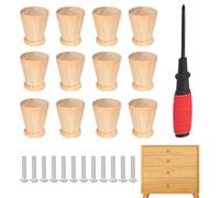 LuxStellar 12 pezzi Pomelli per mobili in legno - Eleganti maniglie in legno per cassetti, pomello rotondo in legno, pomelli per armadi con viti per mobili, pomelli in legno per cassetti