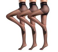LuxStellar Collant da donna, 3 paia di calze sottili da donna, ad alta elasticità e traspirabilità, collant neri, per ufficio, sera o tutti i giorni, eleganti e comodi, Nero , L