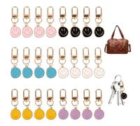 LuxStellar Set di 24 portachiavi Smile - Divertenti ciondoli a forma di Smile per borse, chiavi, zaino e regali, ideali per bambini, amici e feste, portachiavi con smiley colorati
