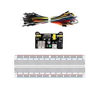 Luxtech Modulo di Alimentazione Nero + 830 Hole Breadboard Kit 165 * 55mm Premium Pan di Pensione + 65 Colorate File per Il Pane