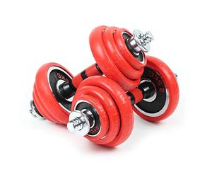 LUXTRI Set manubri da 20 kg Manubri corti e lunghi 2in1, 12 dischi ed estensione per manubrio lungo