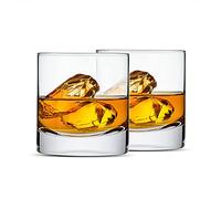 LUXU - Bicchieri da whisky in cristallo, 368,5 g, con base pesante, stile antico, bicchieri da bar Lowball per bere borbon, whisky scozzese, cocktail, cognac, grandi bicchieri da cocktail set di 2