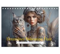 Luxuriöser Bohemian Flair - Elegante Frauen mit anmutigen Katzen (Tischkalender 2026 DIN A5 quer), CALVENDO Monatskalender: Die perfekte Symbiose von ... stilvollen Frauen und ihren anmutigen Katzen