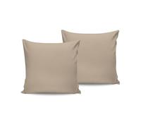 Luxurious Satin Pillowcase Set (2 pezzi), 80 x 80 cm, 100% cotone satinato, 210 thread Count, beige | Soft, Durable & Machine Washable a 30 °C