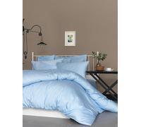 Luxurious Satin Super King Fitted Sheet (FR/IT/ES/DE) - 100% cotone, 180 x 200 + 30 cm, 210 thread Count, lavabile in lavatrice a 30 °C, elegante colore blu