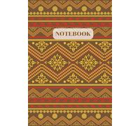 Luxurious Thai Geometric Notebook - Gold & Red on Brown: Perfect for writing, journaling, and planning. Size 6 x 9 inches and 120 Lined Pages.