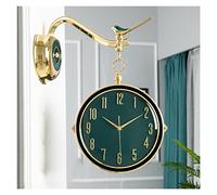 Luxurious Wall-Mounted Double Sided Clock, Bird Decor Metal 3D Rotating Wall Clocks