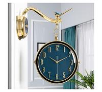 Luxurious Wall-Mounted Double Sided Clock, Bird Decor Metal 3D Rotating Wall Clocks