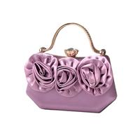 Luxurious Women's Silk Flower Handbag For Parties And Banquets Evening Clutches Purse With Chain Strap And Rhinestones Elegant Evening Clutch