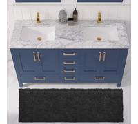 LuxUrux Tappeto da bagno extra morbido in peluche assorbente per vasca da bagno, doccia e bagno, in ciniglia in microfibra, super assorbente, lavabile in lavatrice e asciugare (67 x 119,4 cm, nero)