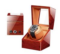 Luxury Automatic Single Watch Winder Box with Quiet Motor - Premium Solid Wood Piano Exterior And PU Leather Watch Pillows Battery Powered Or AC Adapter (B)
