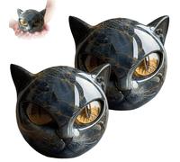 Luxury Black Cat Stone Sculpture, Flairgifts Gleamwith Luxury Black, Cat Stone Sculpture Crystal Cats, Hand-Carved Crystals and Healing St, For Lovers Women Men (2PCS)