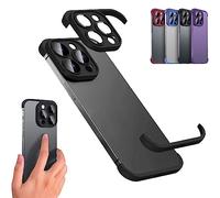 Luxury Corner Edge Pad Lens Protector for IPhone 14/13/12 Pro Max, Case and Camera Lens Protector with Silicone Bumper, Frameless Slim/Ultra-Thin Lightweight Case (For iPhone 12ProMax, Black)