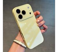 Luxury Crystal Texture Solid Color Phone Case, Silky Skin Feel Shockproof Case for iPhone 17 Pro Max, Magnetic Full-Coverage Crystal Lens Protective Cases (Yellow,17PRO)