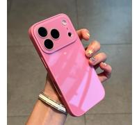 Luxury Crystal Texture Solid Color Phone Case, Silky Skin Feel Shockproof Case for iPhone 17 Pro Max, Magnetic Full-Coverage Crystal Lens Protective Cases (Pink,17PRO)