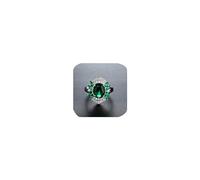Luxury Emerald Green Cubic Zirconia Cubba Stackable Rings for Women Engagement Wedding 925 Sterling Silver Best Friend Solitaire Simulato Diamond Cocktail Rings (8#)