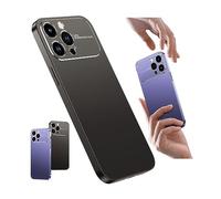 Luxury Frosted Drop Protective Ultra-Thin Phone Case Cover for iPhone 14 13 12 Pro Max Plus,Large Window Lens Explosion-Proof Aluminium Metal Bumper Matte Phone Cover (13, Black)