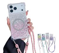 Luxury Glitter Sequin Gradient Magnetic Case, Full Edge Protective Phone Case with Impact Protection, Sparkle Glitter Design for iPhone 17, 16, 15, 14, 13 Series Models (for iPhone17 Pro,Silver)