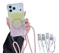 Luxury Glitter Sequin Gradient Magnetic Case, Full Edge Protective Phone Case with Impact Protection, Sparkle Glitter Design for iPhone 17, 16, 15, 14, 13 Series Models (for iPhone 16e,Yellow)