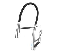 Luxury Gun Gray Brass Kitchen Faucet With Intelligent Touch Design Single Handle Hot And Cold Water Magnetic Suction Sink Faucet(White,G3/8)